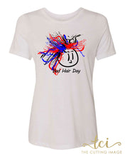 Load image into Gallery viewer, Women&#39;s Bad Hair Day Relaxed Fit Tri-Blend Tee- American Pride
