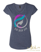 Load image into Gallery viewer, Bad Hair Day- Suicide Awareness V-Neck Tee
